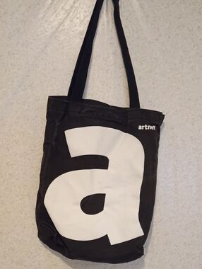 Artnet Black Tote Bag with White Graphic A